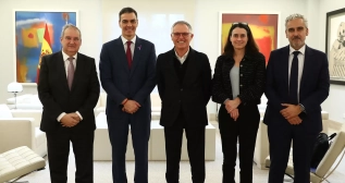 Jordi Herey y Pedro Sánchez con la cúpula de Stellantis / MONCLOA