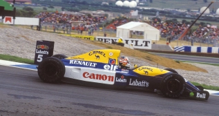 Nigel Mansell en 1991 en el circuito de Montmeló / JOSEP LOASO 